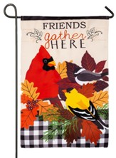 Fall Songbirds Gather Garden Applique Small Flag