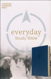 CSB Everyday Study Bible--soft  leather-look, navy blue with cross