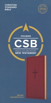CSB Single-Column Pocket New  Testament--soft leather-look, brown