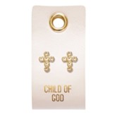 Child of God, Cross, Leather Tag Earrings