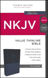 NKJV Value Thinline Bible, Imitation Leather, Blue - Slightly Imperfect