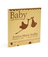 Personalized, Baby A Gift From God Square Plaque, Cherry Wood
