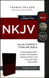 NKJV Value Compact Thinline Bible, Imitation Leather, Burgundy
