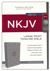 NKJV Thinline Bible Large Print,  Gray and Pink, Hardcover