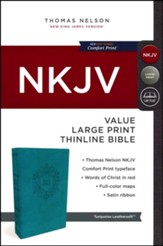 NKJV Value Thinline Bible Large Print, Imitation Leather, Blue