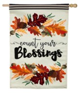 Count Your Blessings House Burlap Large Flag
