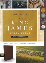 KJV Study Bible Full-Color Edition, Bonded Leather, Brown, Indexed - Imperfectly Imprinted Bibles