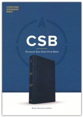 CSB Personal Size Giant Print Bible--genuine leather, black