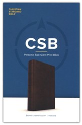 CSB Personal Size Giant Print  Bible--soft leather-look, brown (indexed)