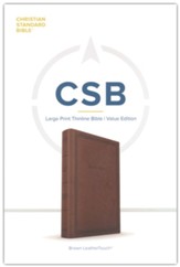 CSB Large Print Thinline Bible, Value Edition--soft leather-look, brown