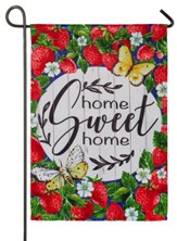 Home Sweet Home Strawberries Garden Suede Flag