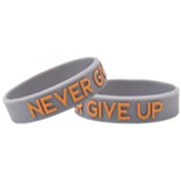 Never Give Up Silicone Power Band, Grey