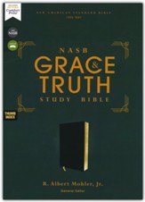 NASB, The Grace and Truth Study Bible, European Bonded Leather, Black, Red Letter, 1995 Text, Thumb Indexed, Comfort Print
