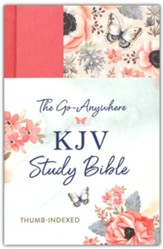 KJV Go-Anywhere Study Bible--hardcover, coral butterfly
