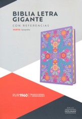 RVR 1960 Biblia letra gigante,  floreada, simil piel con indice (Giant Print Bible, Floral, Indexed)