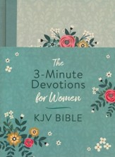 The 3-Minute Devotions for Women KJV Bible [Mint Bouquet], Paper over boards