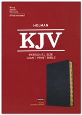 KJV Personal Size Giant Print Bible,  Black Genuine Leather with thumb index