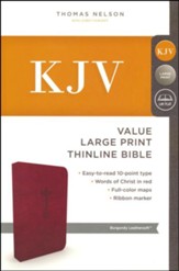 KJV, Value Thinline Bible, Large Print, Imitation Leather, Burgundy, Red Letter Edition