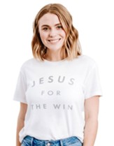 Jesus For the Win Shirt, White, Large