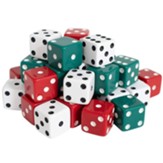 Red, Green & White Dot Dice (set of 36)