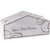 Bless This Home Pillar Candle Holder, Wooden