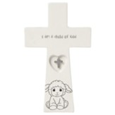 I Am A Child of God Baby Baptism Cross With Charm