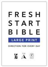 NLT Large-Print Fresh Start Bible--soft leather-look, gray/black