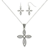 Silver Inspirational, Cross Necklace with Earrings