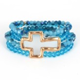 Turquoise Multi-row Bracelet with Goldtone Cross