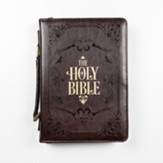 Holy Bible Bible Cover, Lux-Leather, Brown, Large