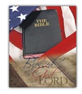 Open Bible and Flag Blessed Is the Nation, Pack of 100 Large Bulletins