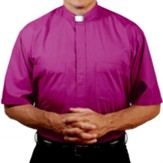 Men's Short Sleeve Clergy Shirt with Tab Collar: Church Purple, Size 14