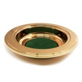 Brass Tone Offering Plate, Green Pad