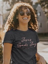Jesus Sparks Joy Shirt, Charcoal Heather, Large