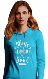 Bless The Lord Hooded Shirt, Blue, Medium