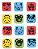 Magnetic White Board Student Erasers, 12 Pack, Animal Theme