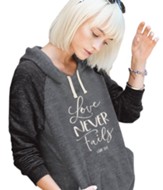 Love Never Fails Hooded Shirt, Gray, X-Large