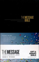 The Message Gift and Award Bible,  Softcover, Black