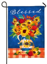 Blessed Floral Arrangement, Garden Linen Flag, Small
