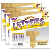 Gold (Metallic) 4 Inch Casual Uppercase Ready Letters  (71 count) - 3 pack