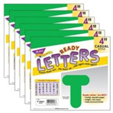 Green 4 Casual Uppercase Ready Letters., 6 Packs