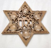 Wooden Passover Seder Plate, with Glass Bowls