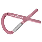 I am Blessed Metal Ribbon Carabiner, Pink