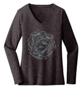 Against the Current, Long Sleeve Woman's Shirt, Black Heather, Small