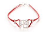 Ahava Bracelet, Red Leather/ Sterling Silver