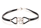 Ahava Bracelet, Black Leather / Sterling Silver