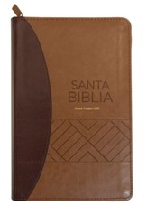 Reina Valera 1960, tamano manual, letra grande, imitacion piel café con indice y cierre (Handy Size Bible, Large Print, Brown, Zippered & Indexed)