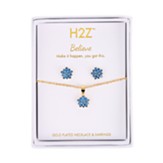 Believe Floral Burst Necklace & Earring Set, Aquamarine