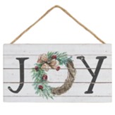 Joy, Wreath, Hanging Sign