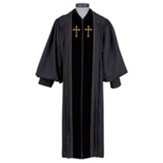 Black Pulpit Robe with Velvet & Gold Cross Embroidery (53)